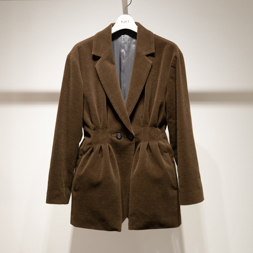 Double-breasted tailored tuck jacket (corduroy)