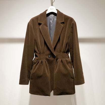 Double-breasted tailored tuck jacket (corduroy)