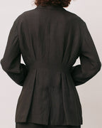 Double-breasted tailored tuck jacket