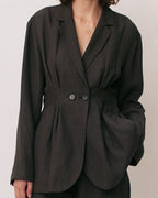 Double-breasted tailored tuck jacket