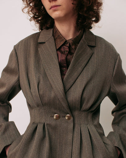 [PRE ORDER] Double-breasted tailored tuck jacket (Wool)