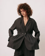 Double-breasted tailored tuck jacket