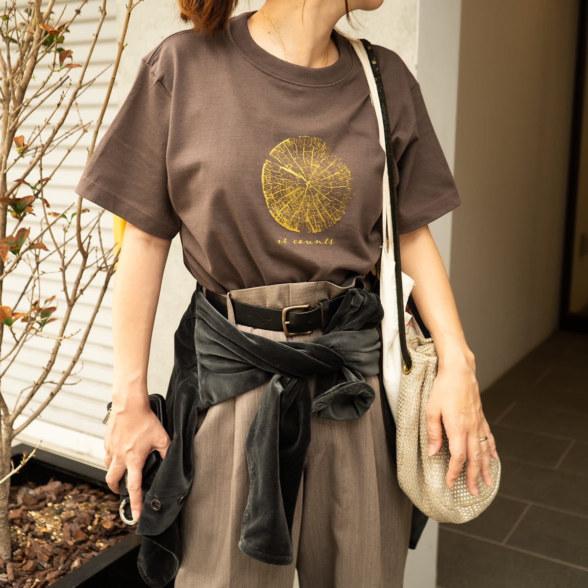 Tree ring print T-shirt