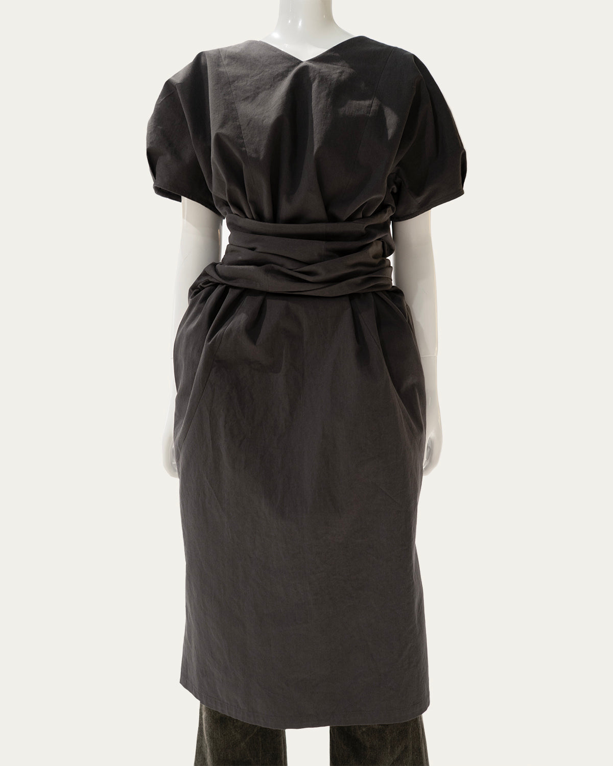 Short Sleeve Oval Tie Dress