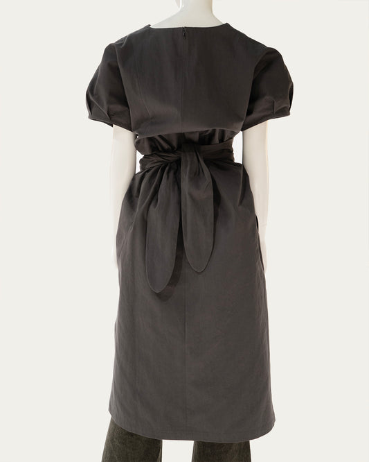 Short Sleeve Oval Tie Dress