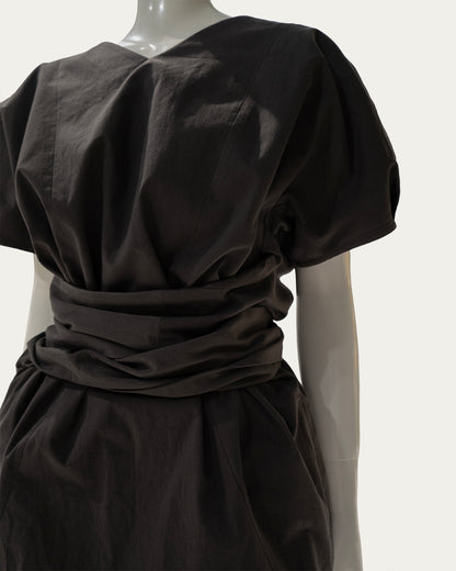 Short Sleeve Oval Tie Dress