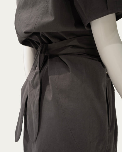 Short Sleeve Oval Tie Dress